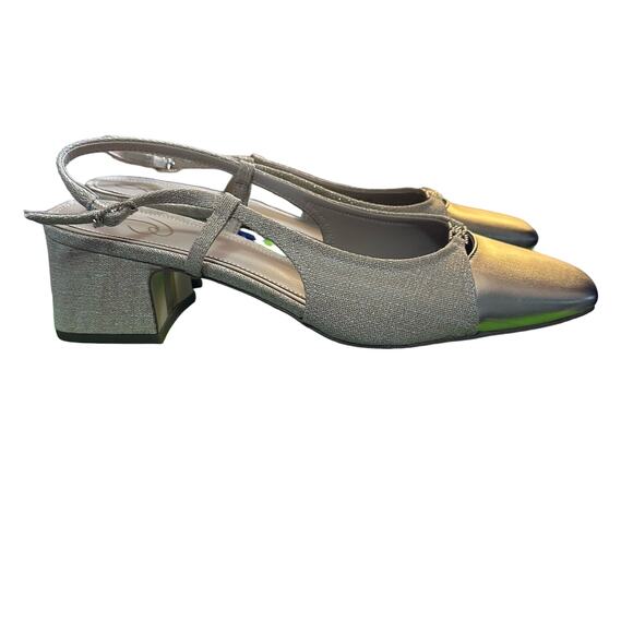 Sam Edelman TARRA GLITZ SLINGBACK HEEL Gold Linen Size 10 New - Picture 3 of 7